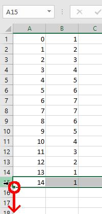 Serie in Excel con le righe